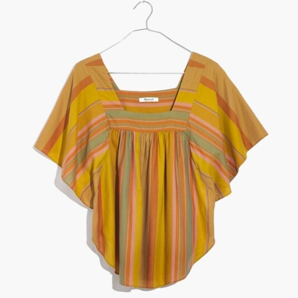 MADEWELL Striped Butterfly Top Multi Color Boho Cotton Lightweight Size XS